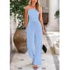 imagePRETTYGARDEN Womens Summer Outfits 2 Piece Sets Casual Ribbed Knit Crop Tube Top Wide Leg Pants Spring Matching Lounge SetLight Blue