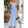imagePRETTYGARDEN Womens Summer Outfits 2 Piece Sets Casual Ribbed Knit Crop Tube Top Wide Leg Pants Spring Matching Lounge SetLight Blue