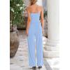 imagePRETTYGARDEN Womens Summer Outfits 2 Piece Sets Casual Ribbed Knit Crop Tube Top Wide Leg Pants Spring Matching Lounge SetLight Blue