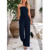 imagePRETTYGARDEN Womens Summer Outfits 2 Piece Sets Casual Ribbed Knit Crop Tube Top Wide Leg Pants Spring Matching Lounge SetNavy