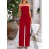 imagePRETTYGARDEN Womens Summer Outfits 2 Piece Sets Casual Ribbed Knit Crop Tube Top Wide Leg Pants Spring Matching Lounge SetRed