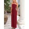 imagePRETTYGARDEN Womens Summer Outfits 2 Piece Sets Casual Ribbed Knit Crop Tube Top Wide Leg Pants Spring Matching Lounge SetWine Red