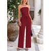 imagePRETTYGARDEN Womens Summer Outfits 2 Piece Sets Casual Ribbed Knit Crop Tube Top Wide Leg Pants Spring Matching Lounge SetWine Red