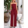 imagePRETTYGARDEN Womens Summer Outfits 2 Piece Sets Casual Ribbed Knit Crop Tube Top Wide Leg Pants Spring Matching Lounge SetWine Red