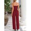 imagePRETTYGARDEN Womens Summer Outfits 2 Piece Sets Casual Ribbed Knit Crop Tube Top Wide Leg Pants Spring Matching Lounge SetWine Red