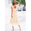 imagePRETTYGARDEN Womens Summer Tulle Midi Dress Sleeveless Smocked Ruffle Flowy Mesh Dresses Party Wedding Guest SundressBeige