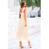 imagePRETTYGARDEN Womens Summer Tulle Midi Dress Sleeveless Smocked Ruffle Flowy Mesh Dresses Party Wedding Guest SundressBeige