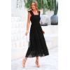imagePRETTYGARDEN Womens Summer Tulle Midi Dress Sleeveless Smocked Ruffle Flowy Mesh Dresses Party Wedding Guest SundressBlack