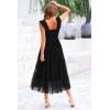 imagePRETTYGARDEN Womens Summer Tulle Midi Dress Sleeveless Smocked Ruffle Flowy Mesh Dresses Party Wedding Guest SundressBlack