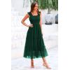 imagePRETTYGARDEN Womens Summer Tulle Midi Dress Sleeveless Smocked Ruffle Flowy Mesh Dresses Party Wedding Guest SundressDark Green