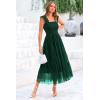 imagePRETTYGARDEN Womens Summer Tulle Midi Dress Sleeveless Smocked Ruffle Flowy Mesh Dresses Party Wedding Guest SundressDark Green