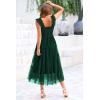 imagePRETTYGARDEN Womens Summer Tulle Midi Dress Sleeveless Smocked Ruffle Flowy Mesh Dresses Party Wedding Guest SundressDark Green
