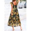 imagePRETTYGARDEN Womens Summer Tulle Midi Dress Sleeveless Smocked Ruffle Flowy Mesh Dresses Party Wedding Guest SundressFloral Black Yellow