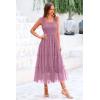 imagePRETTYGARDEN Womens Summer Tulle Midi Dress Sleeveless Smocked Ruffle Flowy Mesh Dresses Party Wedding Guest SundressGrey Purple