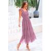 imagePRETTYGARDEN Womens Summer Tulle Midi Dress Sleeveless Smocked Ruffle Flowy Mesh Dresses Party Wedding Guest SundressGrey Purple