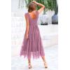 imagePRETTYGARDEN Womens Summer Tulle Midi Dress Sleeveless Smocked Ruffle Flowy Mesh Dresses Party Wedding Guest SundressGrey Purple