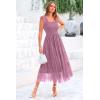 imagePRETTYGARDEN Womens Summer Tulle Midi Dress Sleeveless Smocked Ruffle Flowy Mesh Dresses Party Wedding Guest SundressGrey Purple