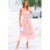imagePRETTYGARDEN Womens Summer Tulle Midi Dress Sleeveless Smocked Ruffle Flowy Mesh Dresses Party Wedding Guest SundressLight Pink