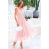 imagePRETTYGARDEN Womens Summer Tulle Midi Dress Sleeveless Smocked Ruffle Flowy Mesh Dresses Party Wedding Guest SundressLight Pink