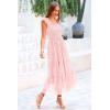 imagePRETTYGARDEN Womens Summer Tulle Midi Dress Sleeveless Smocked Ruffle Flowy Mesh Dresses Party Wedding Guest SundressLight Pink