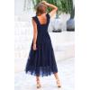 imagePRETTYGARDEN Womens Summer Tulle Midi Dress Sleeveless Smocked Ruffle Flowy Mesh Dresses Party Wedding Guest SundressNavy