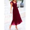 imagePRETTYGARDEN Womens Summer Tulle Midi Dress Sleeveless Smocked Ruffle Flowy Mesh Dresses Party Wedding Guest SundressWine Red