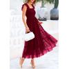 imagePRETTYGARDEN Womens Summer Tulle Midi Dress Sleeveless Smocked Ruffle Flowy Mesh Dresses Party Wedding Guest SundressWine Red
