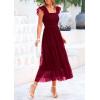 imagePRETTYGARDEN Womens Summer Tulle Midi Dress Sleeveless Smocked Ruffle Flowy Mesh Dresses Party Wedding Guest SundressWine Red