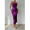 imagePRETTYGARDEN Womens Summer Wedding Guest Dress Strapless Tube Top Maxi Bodycon Long Floral Mesh Beach Vacation Party DressesFloral Purple