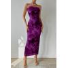 imagePRETTYGARDEN Womens Summer Wedding Guest Dress Strapless Tube Top Maxi Bodycon Long Floral Mesh Beach Vacation Party DressesFloral Purple