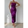 imagePRETTYGARDEN Womens Summer Wedding Guest Dress Strapless Tube Top Maxi Bodycon Long Floral Mesh Beach Vacation Party DressesFloral Purple