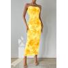 imagePRETTYGARDEN Womens Summer Wedding Guest Dress Strapless Tube Top Maxi Bodycon Long Floral Mesh Beach Vacation Party DressesFloral Yellow