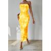 imagePRETTYGARDEN Womens Summer Wedding Guest Dress Strapless Tube Top Maxi Bodycon Long Floral Mesh Beach Vacation Party DressesFloral Yellow