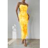 imagePRETTYGARDEN Womens Summer Wedding Guest Dress Strapless Tube Top Maxi Bodycon Long Floral Mesh Beach Vacation Party DressesFloral Yellow