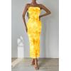 imagePRETTYGARDEN Womens Summer Wedding Guest Dress Strapless Tube Top Maxi Bodycon Long Floral Mesh Beach Vacation Party DressesFloral Yellow