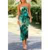 imagePRETTYGARDEN Womens Summer Wedding Guest Dress Strapless Tube Top Maxi Bodycon Long Floral Mesh Beach Vacation Party DressesPrint Green
