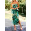 imagePRETTYGARDEN Womens Summer Wedding Guest Dress Strapless Tube Top Maxi Bodycon Long Floral Mesh Beach Vacation Party DressesPrint Green