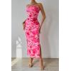 imagePRETTYGARDEN Womens Summer Wedding Guest Dress Strapless Tube Top Maxi Bodycon Long Floral Mesh Beach Vacation Party DressesPrint Pink