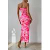 imagePRETTYGARDEN Womens Summer Wedding Guest Dress Strapless Tube Top Maxi Bodycon Long Floral Mesh Beach Vacation Party DressesPrint Pink