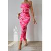 imagePRETTYGARDEN Womens Summer Wedding Guest Dress Strapless Tube Top Maxi Bodycon Long Floral Mesh Beach Vacation Party DressesPrint Pink