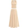imagePRETTYGARDEN Skirt Sets Women 2 Piece Outfits 2025 Summer Casual Knit Tank Tops Flowy Midi Skirts Matching Vacation ClothesBeige