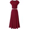 imagePRETTYGARDEN Two Piece Skirt Set for Women 2025 Summer Spring Dressy Casual Knit Travel Vacation Matching Lounge OutfitsWine Red