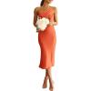 imagePRETTYGARDEN Womens Midi Satin Dress One Shoulder Spaghetti Strap Backless Ruched Summer Bodycon DressesOrange