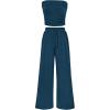 imagePRETTYGARDEN Womens Summer Outfits 2 Piece Sets Casual Ribbed Knit Crop Tube Top Wide Leg Pants Spring Matching Lounge SetDark Blue