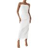 imagePRETTYGARDEN Womens Summer Wedding Guest Dress Strapless Tube Top Maxi Bodycon Long Floral Mesh Beach Vacation Party DressesWhite