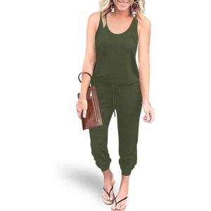 imagePRETTYGARDEN Womens Jumpsuit Casual Summer Romper 2025 Sleeveless Tank Lounge Cruise Airport Outfits Vacation ClothesArmy Green