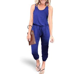 imagePRETTYGARDEN Womens Jumpsuit Casual Summer Romper 2025 Sleeveless Tank Lounge Cruise Airport Outfits Vacation ClothesBlue