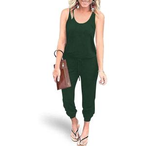 imagePRETTYGARDEN Womens Jumpsuit Casual Summer Romper 2025 Sleeveless Tank Lounge Cruise Airport Outfits Vacation ClothesDark Green