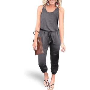 imagePRETTYGARDEN Womens Jumpsuit Casual Summer Romper 2025 Sleeveless Tank Lounge Cruise Airport Outfits Vacation ClothesGrey