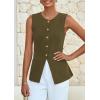 imagePRETTYGARDEN Blazer Vest Tops for Women Sleeveless Button Down Business Casual Outfits Work Suit Vests WaistcoatArmy Green